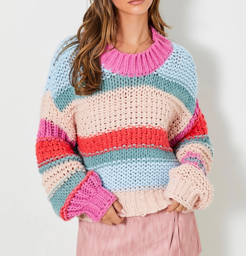 Peach Colorblock Sweater