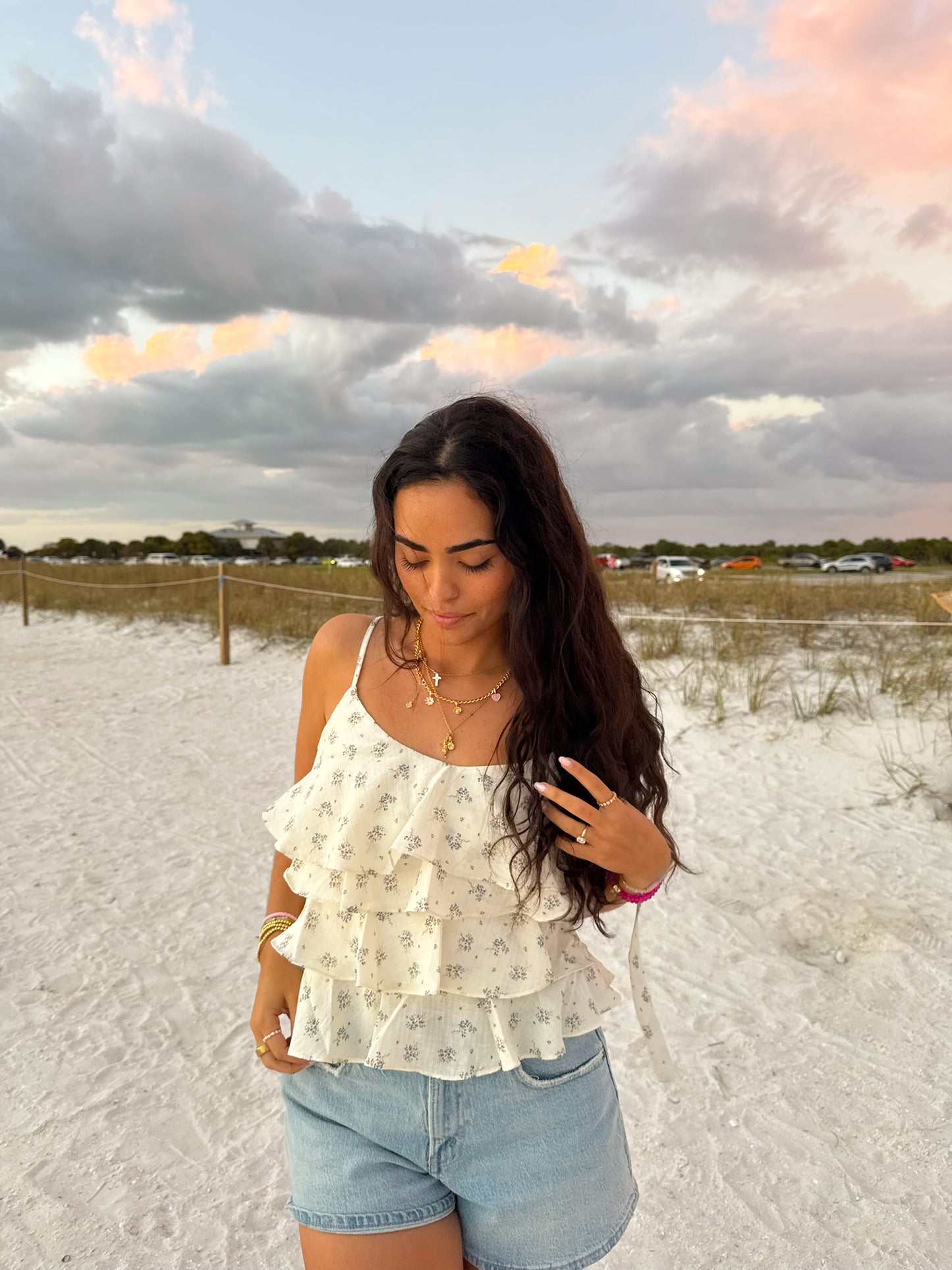 Pearl Ruffle Top