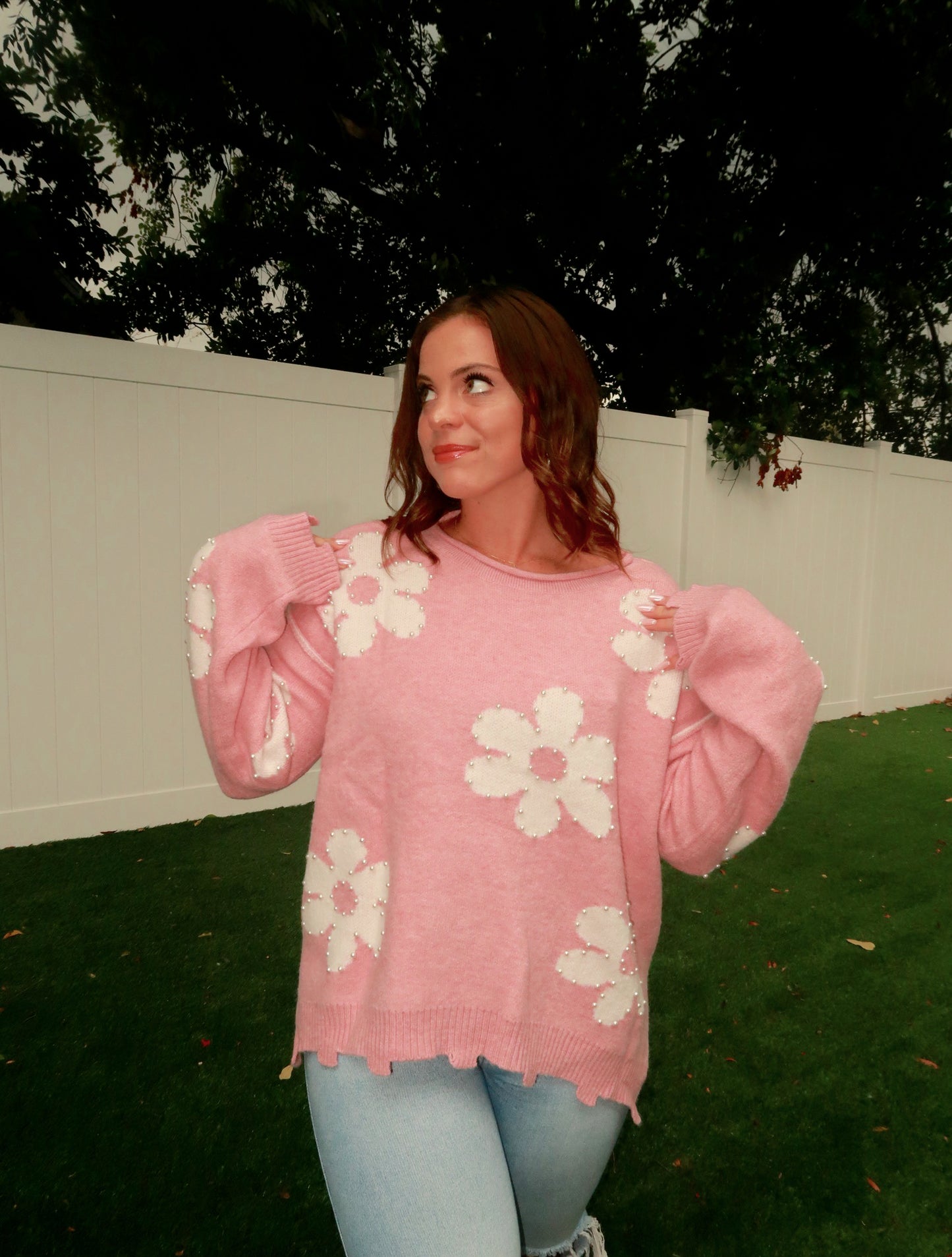 Pearl Floral Sweater