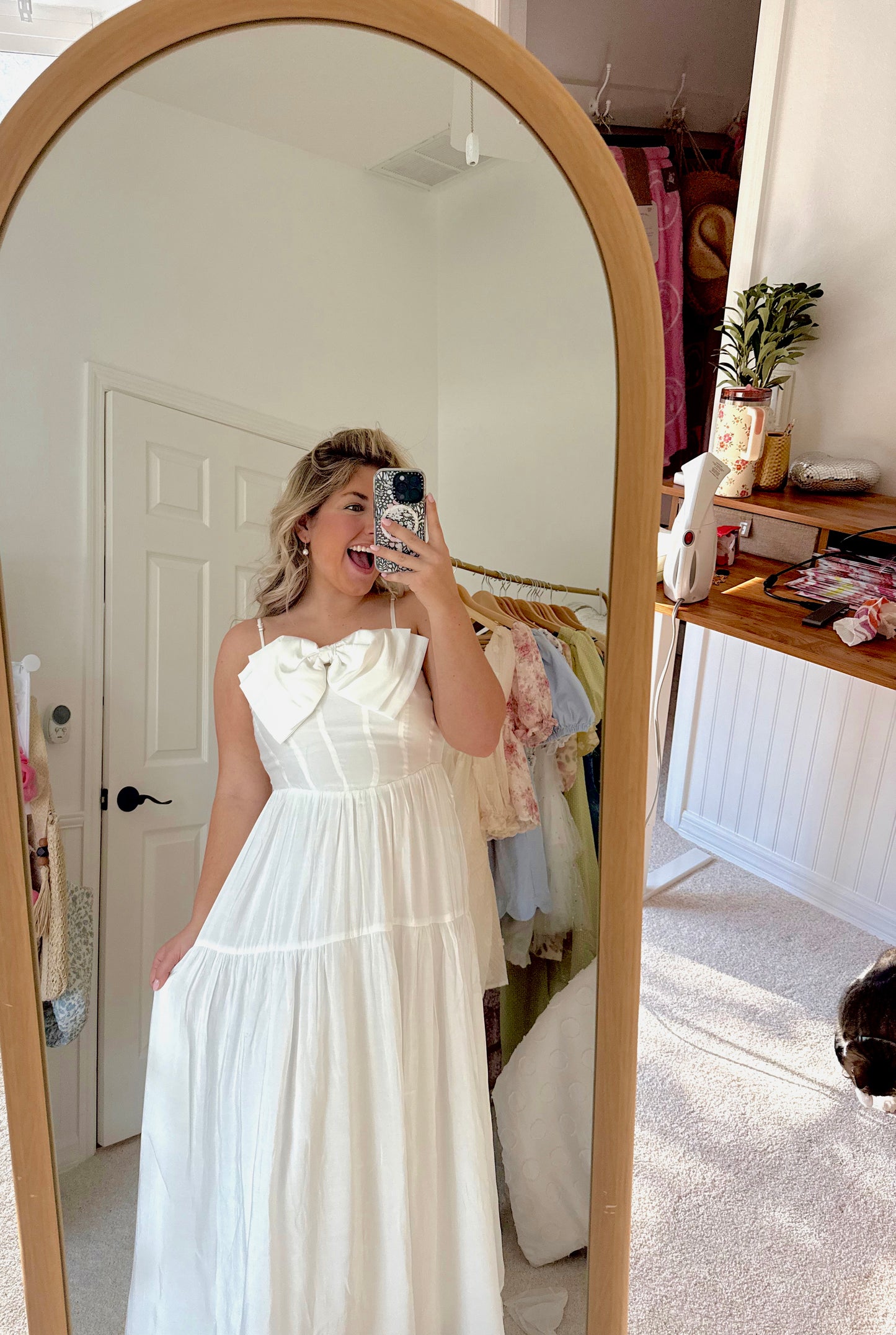 Bow Ruffled Midi Dress
