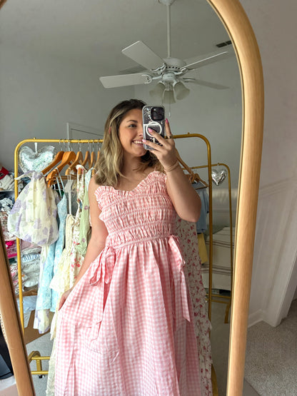 Pink Gingham Bow Dress