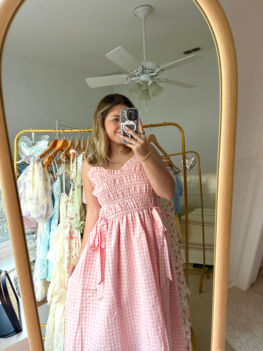 Pink Gingham Bow Dress