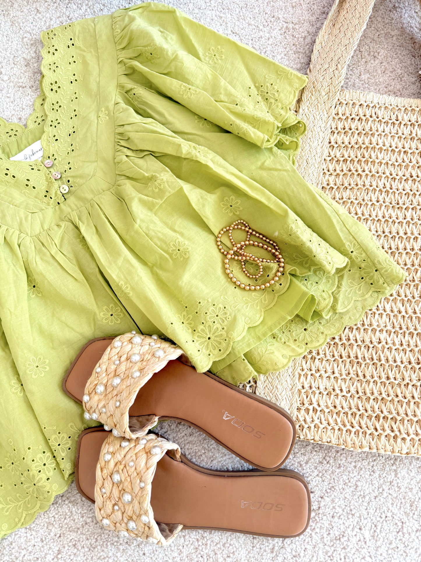 Sage Eyelet Top