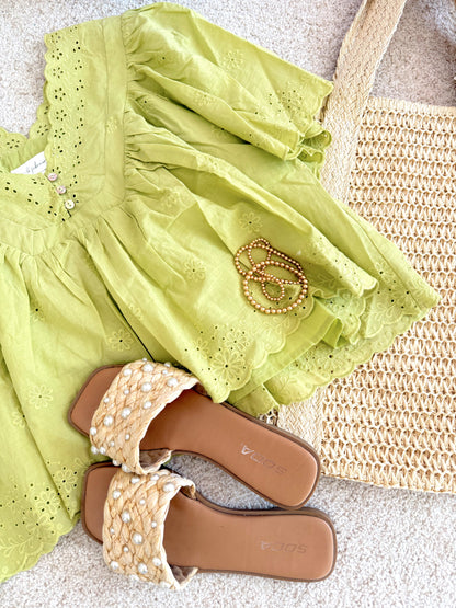 Sage Eyelet Top