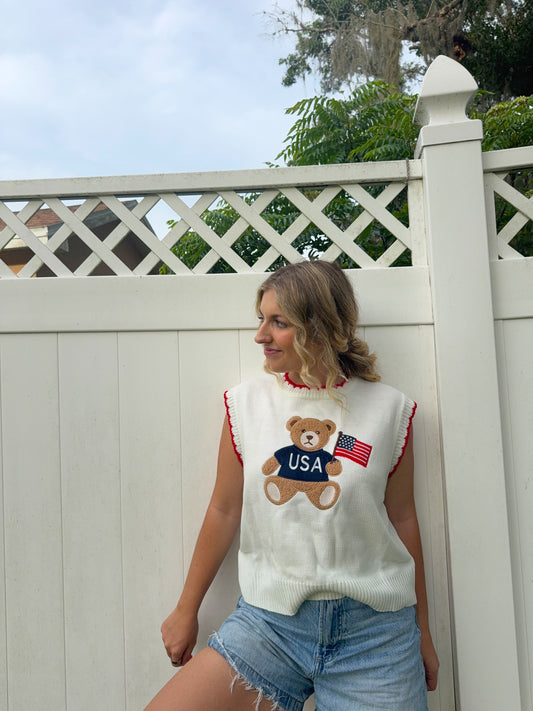 Americana Teddy Knit Vest