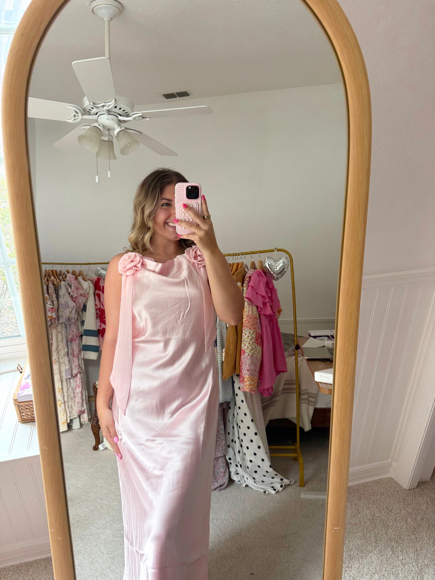 Rose Satin Maxi
