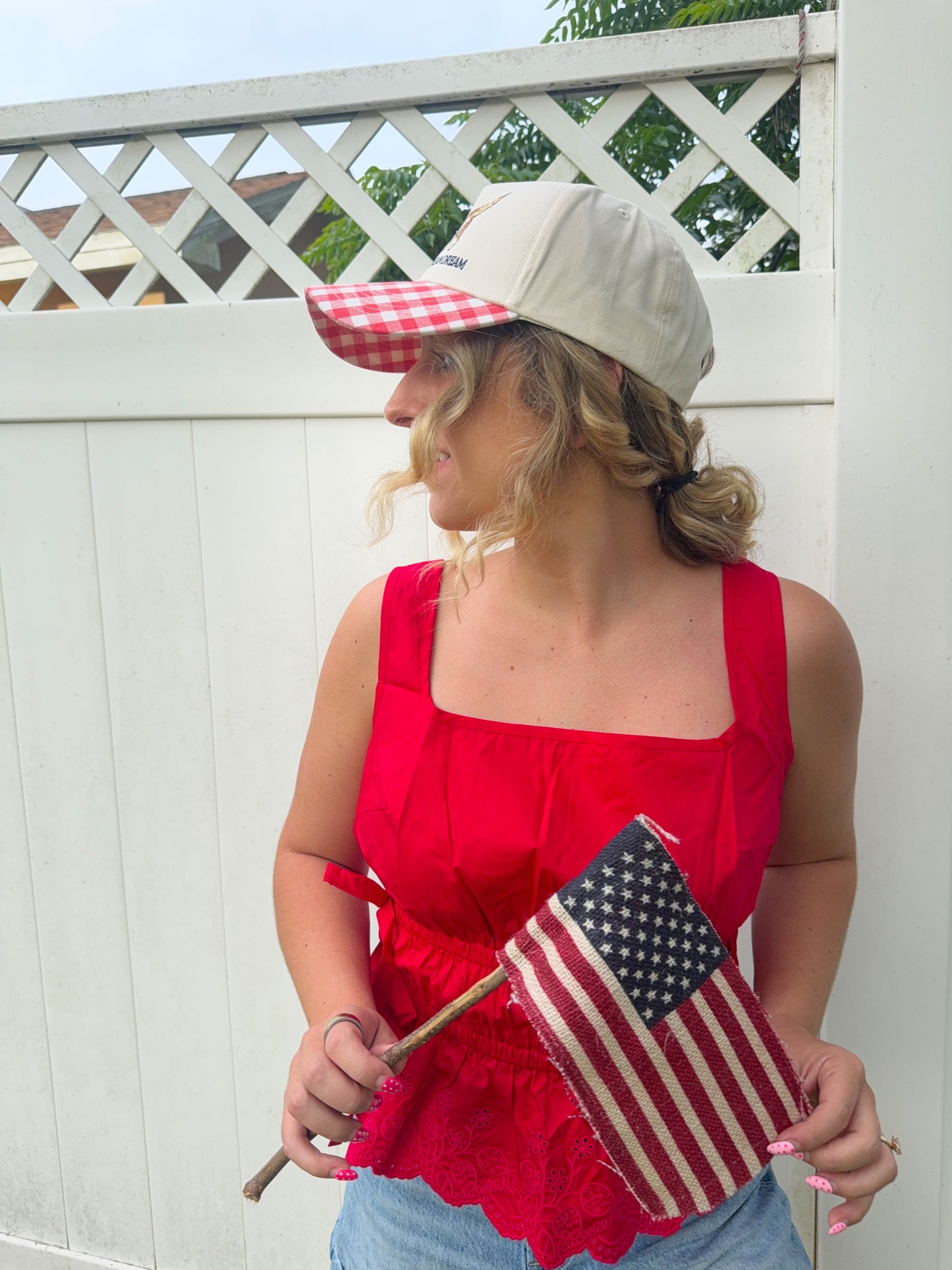 Red Eyelet Tank