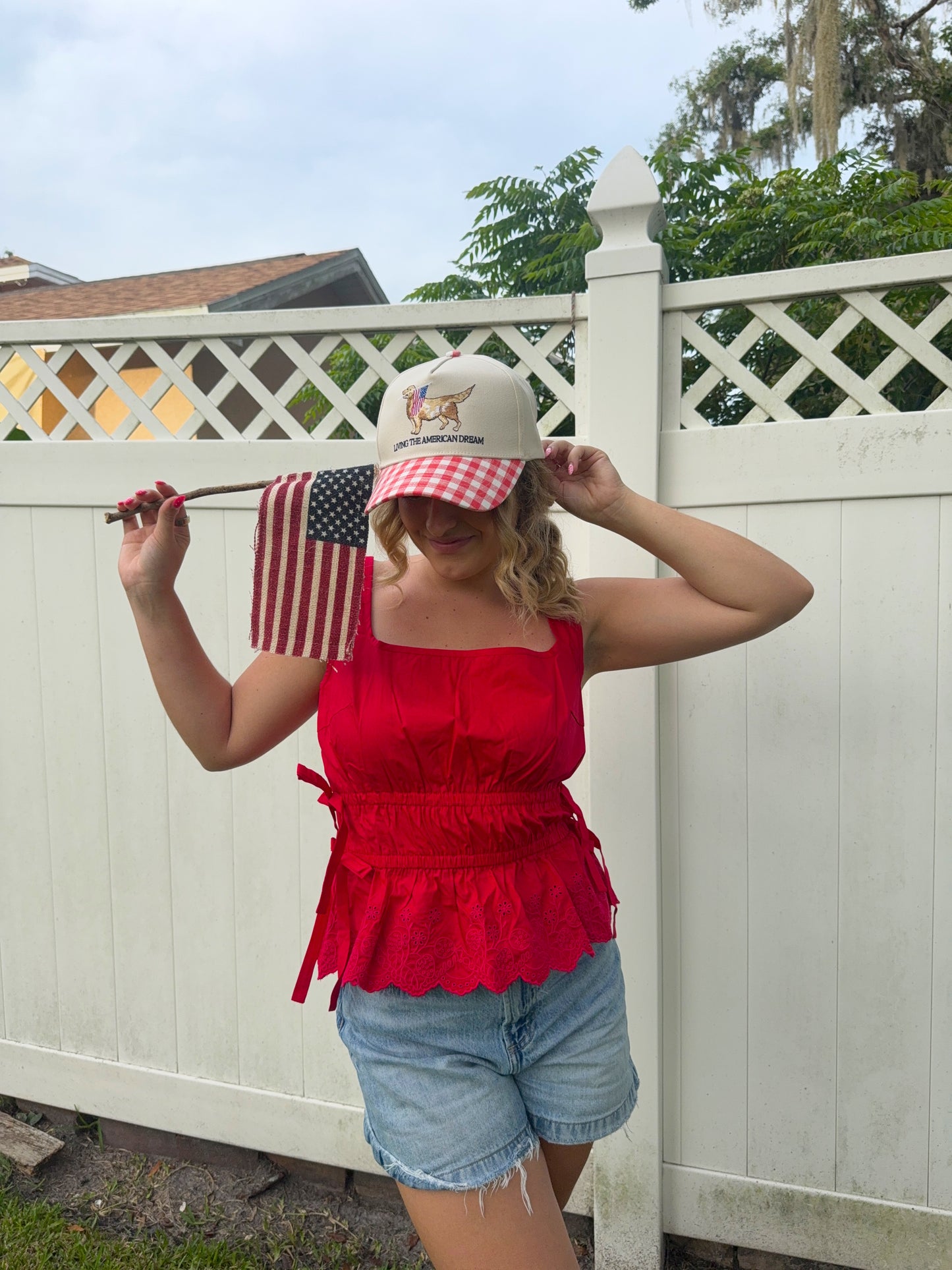 Red Eyelet Tank
