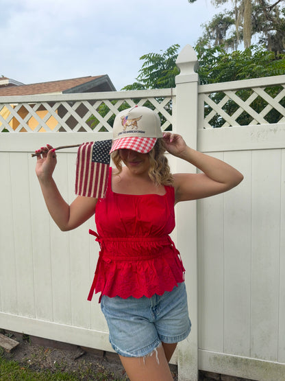 Red Eyelet Tank