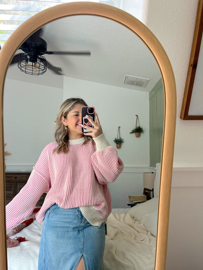 Rosy Pink Striped Sweater