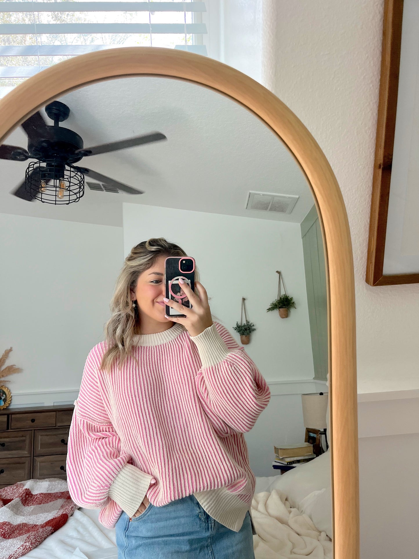 Rosy Pink Striped Sweater