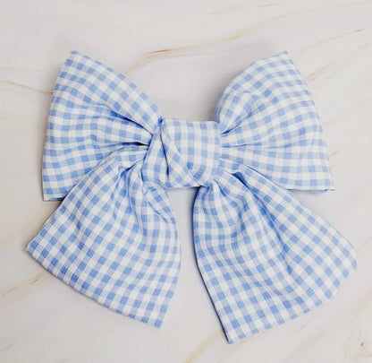 Blue Gingham Bow