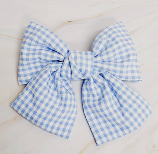 Blue Gingham Bow