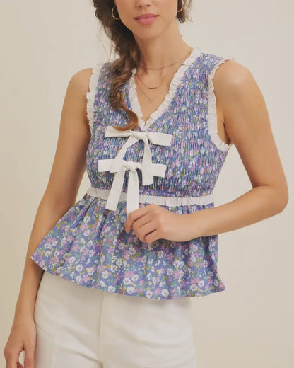 Daisy Bow Peplum Tank