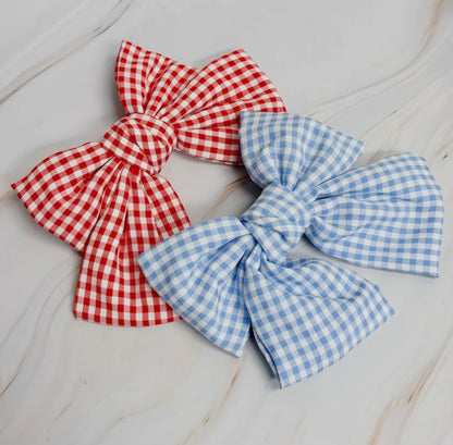 Blue Gingham Bow