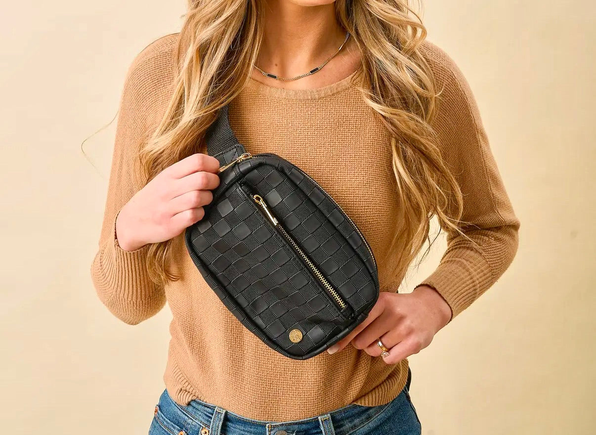Black Leather Belt Bag