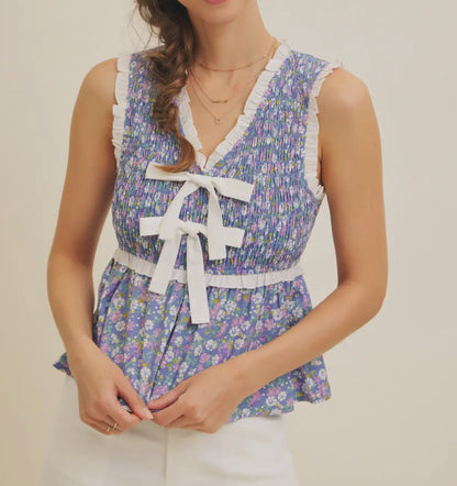 Daisy Bow Peplum Tank