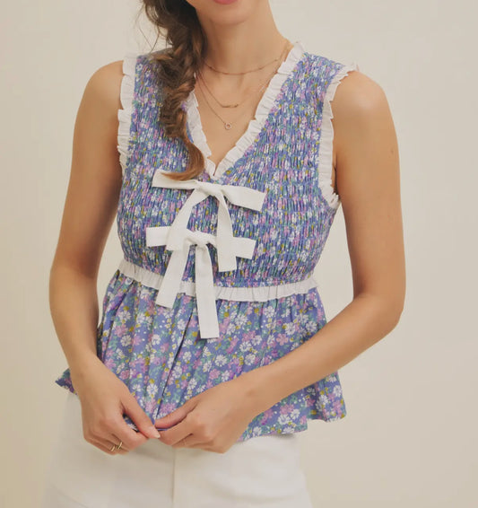 Daisy Bow Peplum Tank
