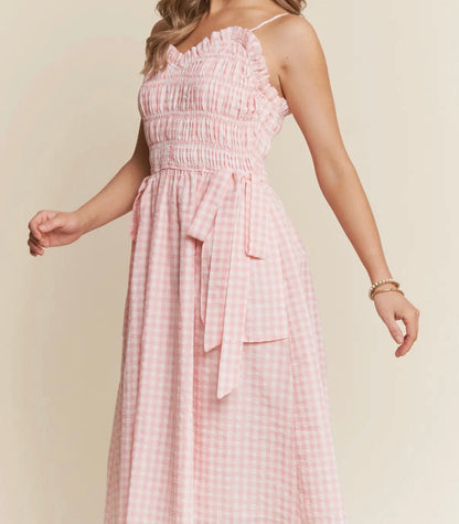 Pink Gingham Bow Dress