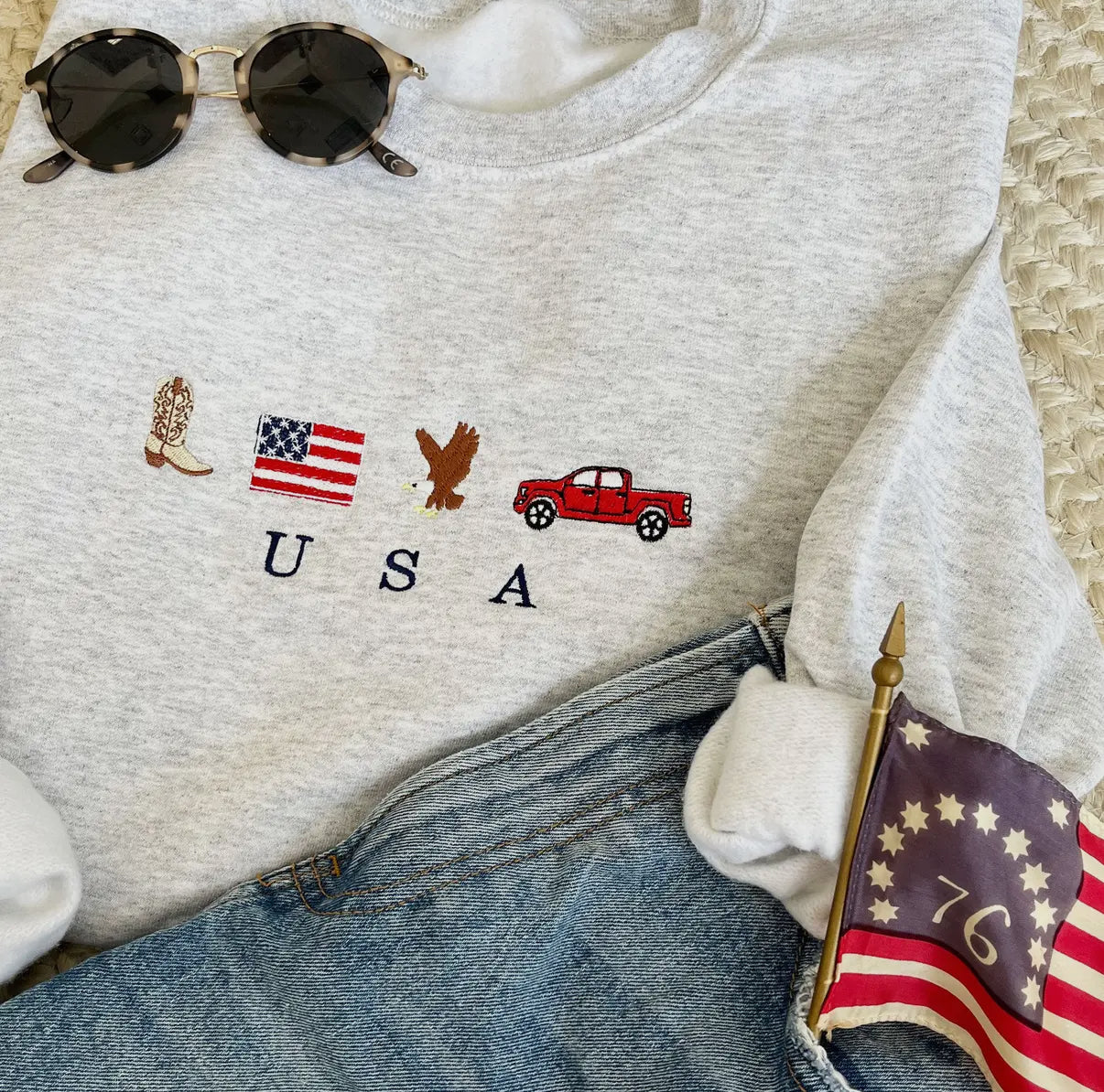 USA Embroidered Crew