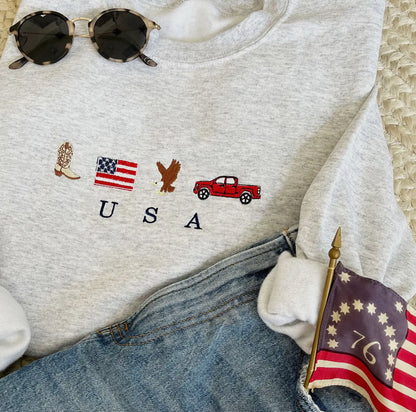 USA Embroidered Crew
