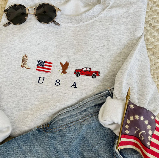 USA Embroidered Crew