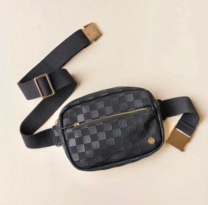 Black Leather Belt Bag