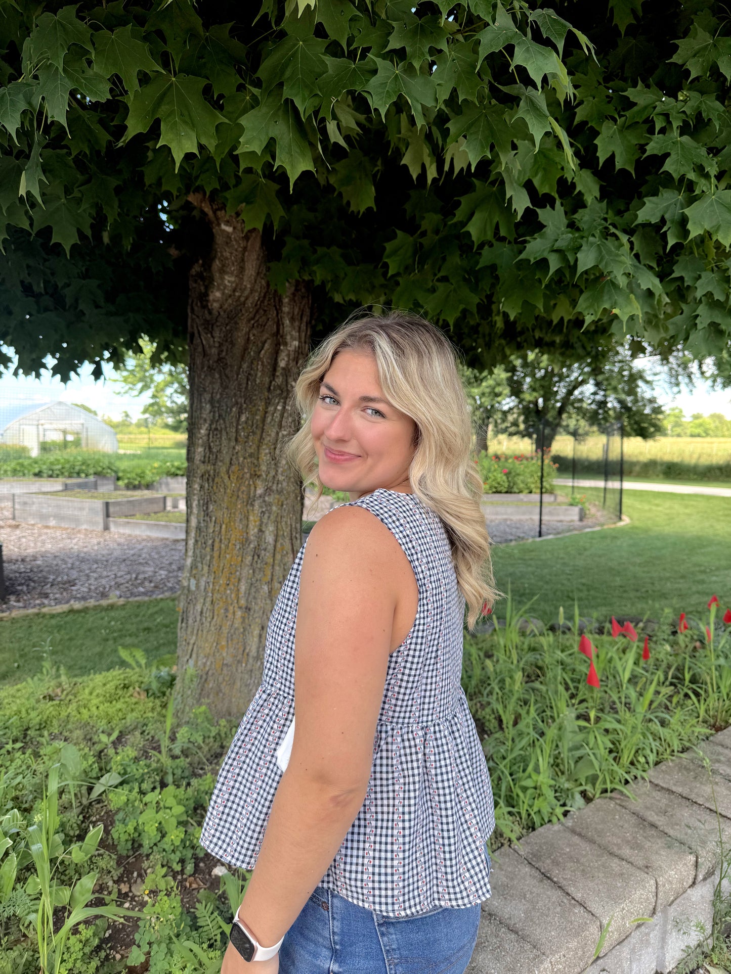 Gingham Bow Top