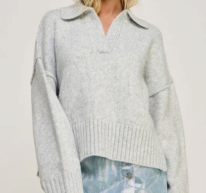 Heather Grey Cropped Sweater