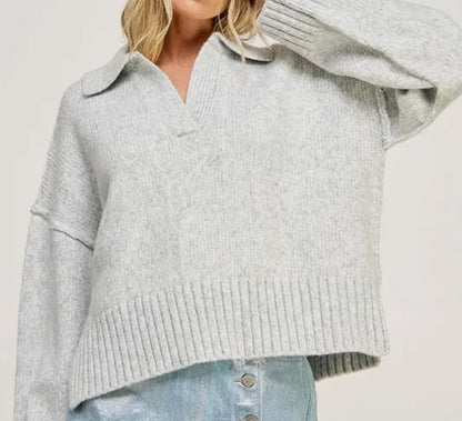 Heather Grey Cropped Sweater