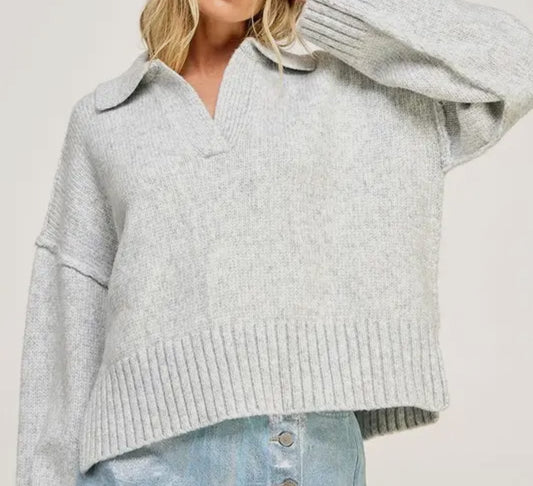 Heather Grey Cropped Sweater