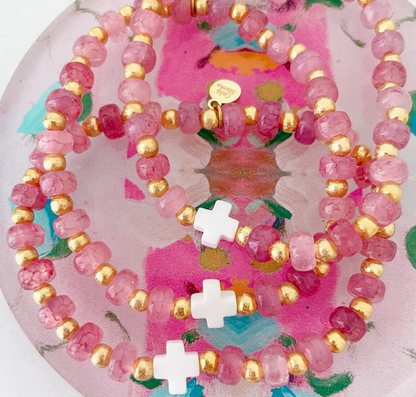 Pink Cross Bracelet