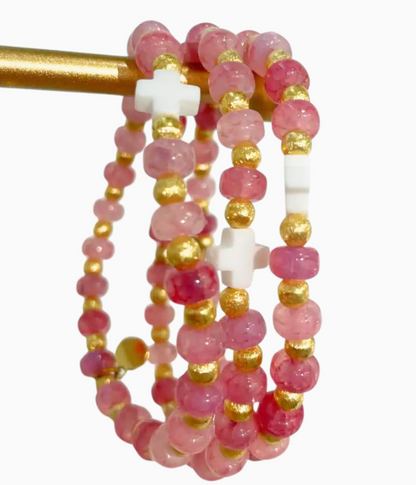 Pink Cross Bracelet