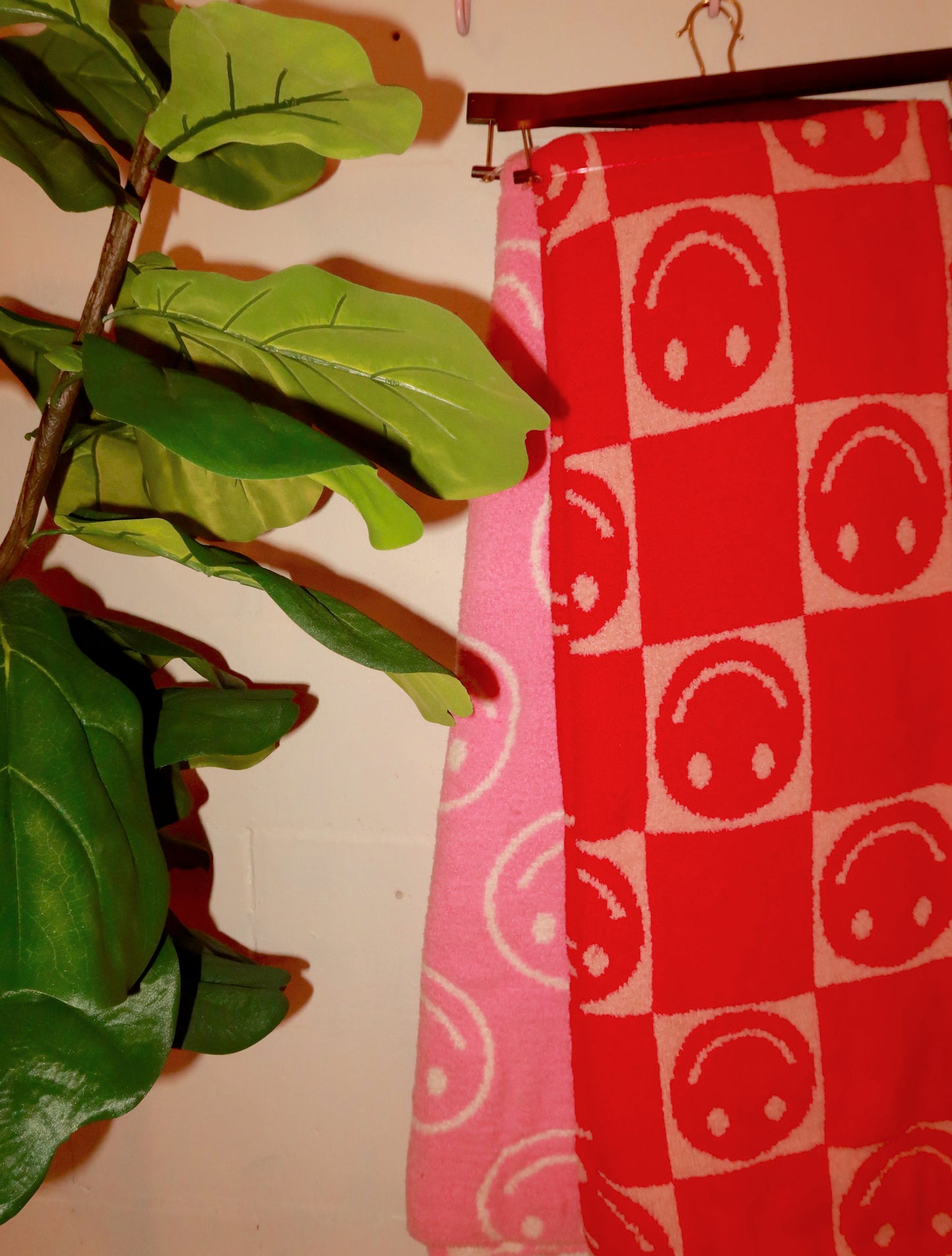 Light Pink Smiley Blanket