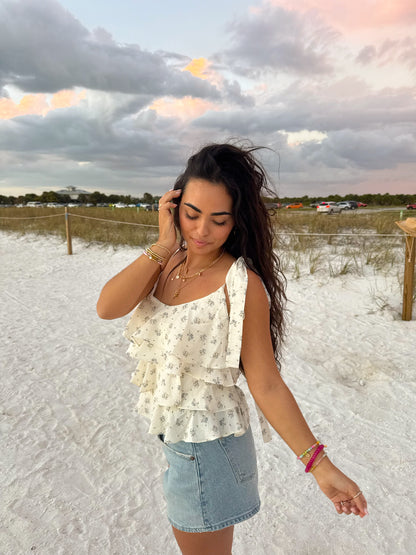 Pearl Ruffle Top