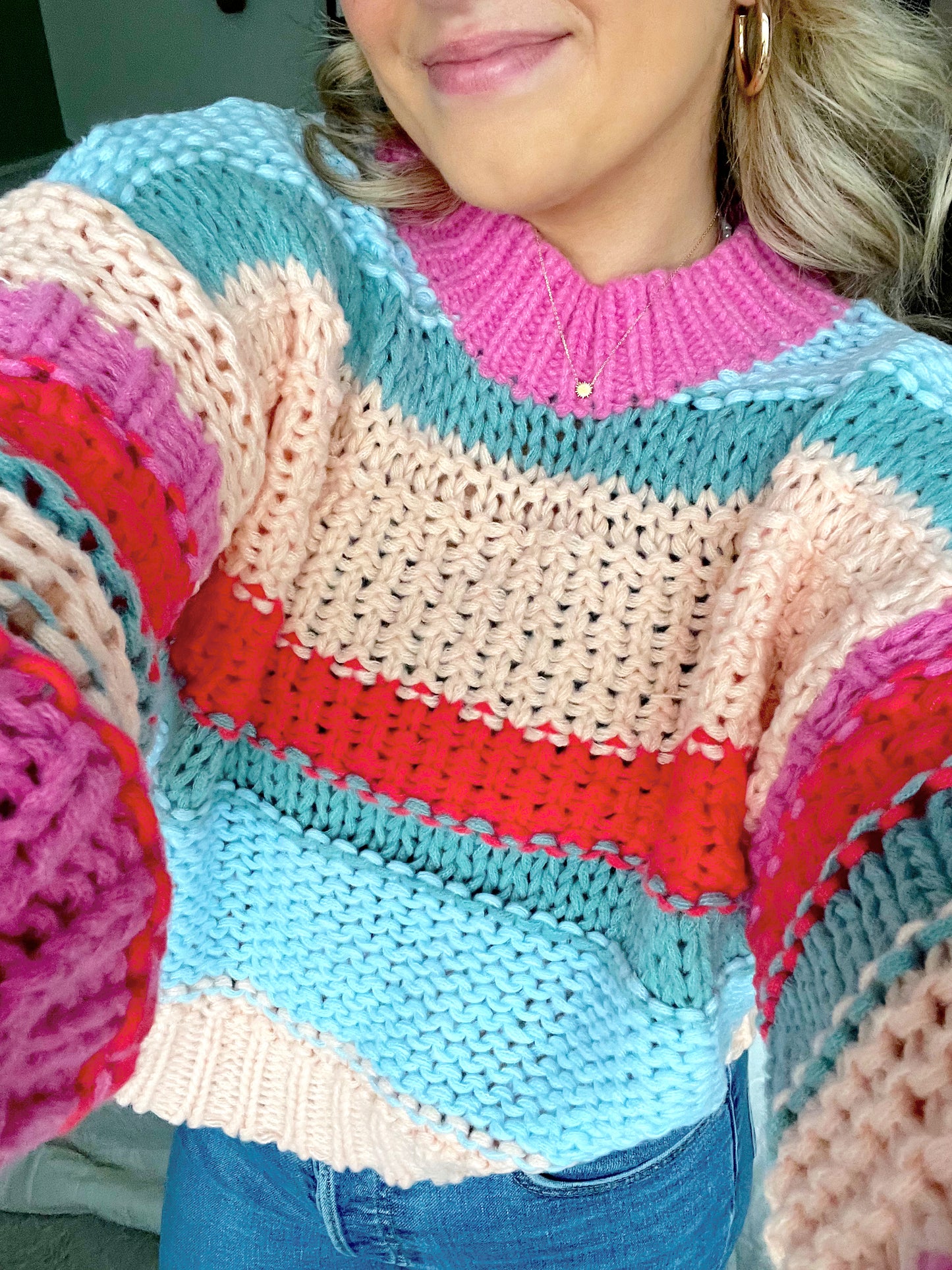 Peach Colorblock Sweater