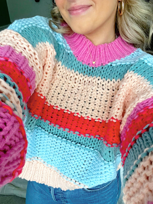 Peach Colorblock Sweater