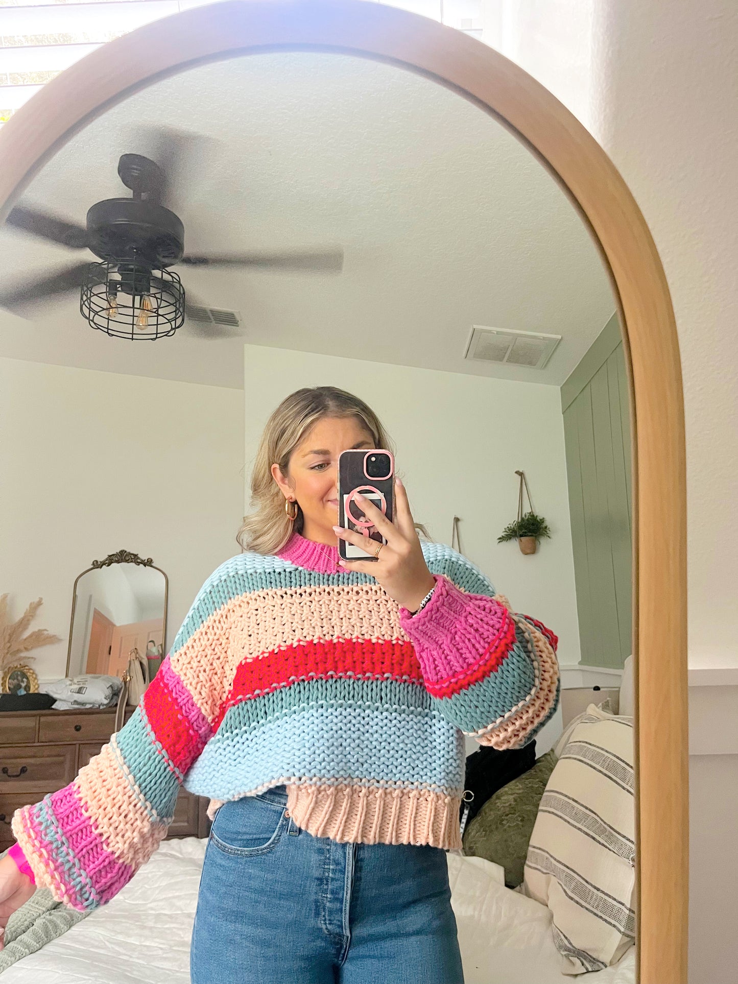 Peach Colorblock Sweater
