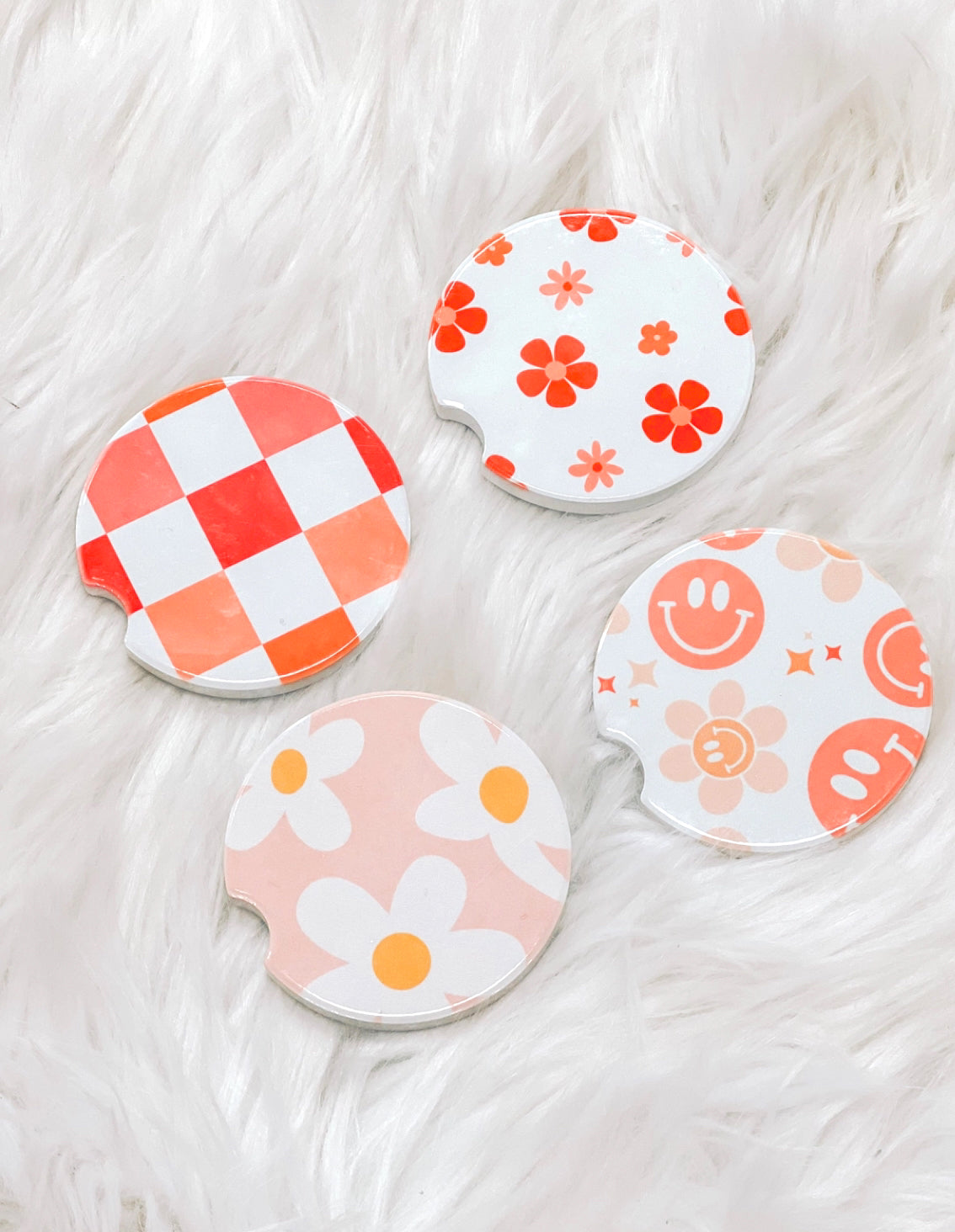 Smile Daisy Car Coasters