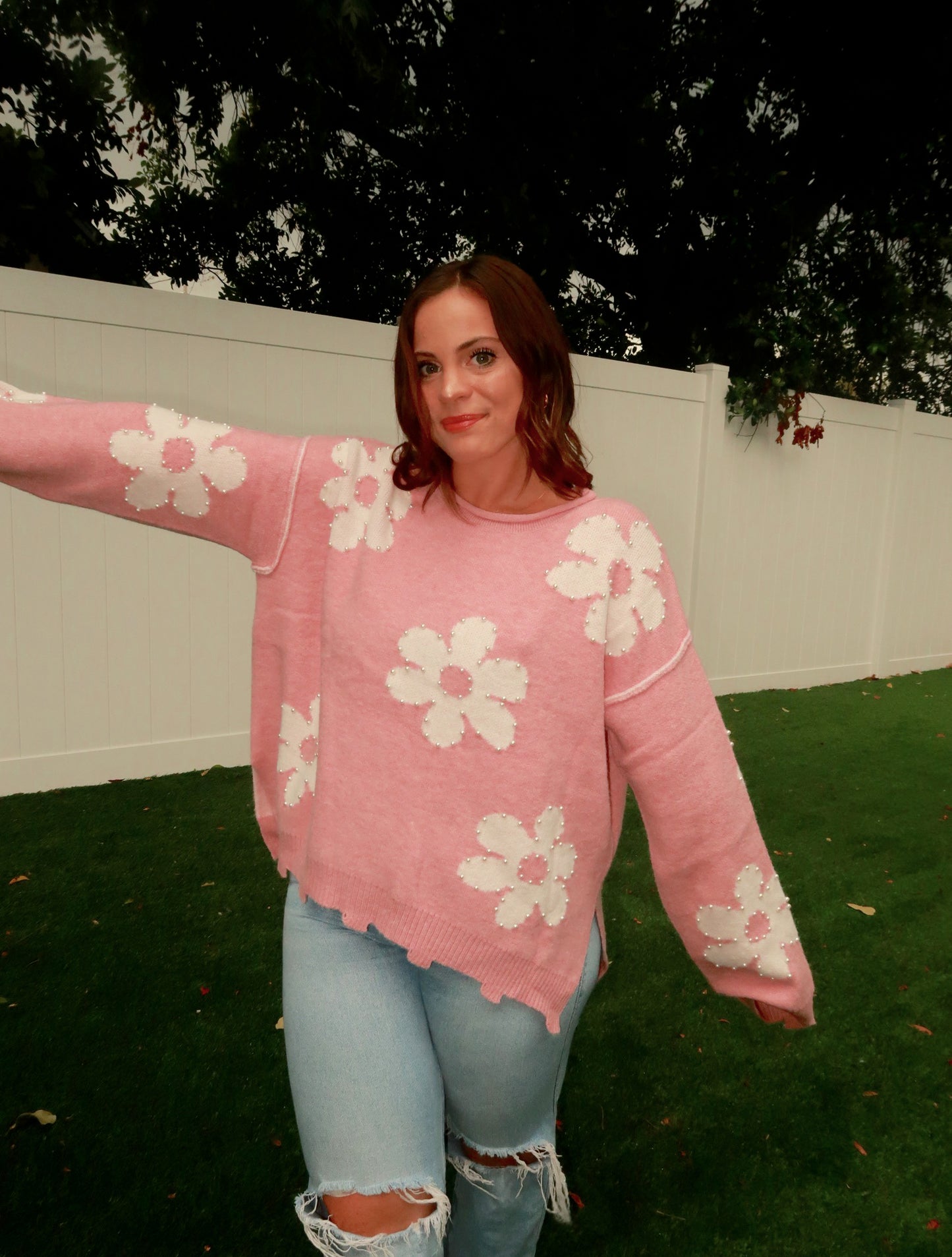 Pearl Floral Sweater