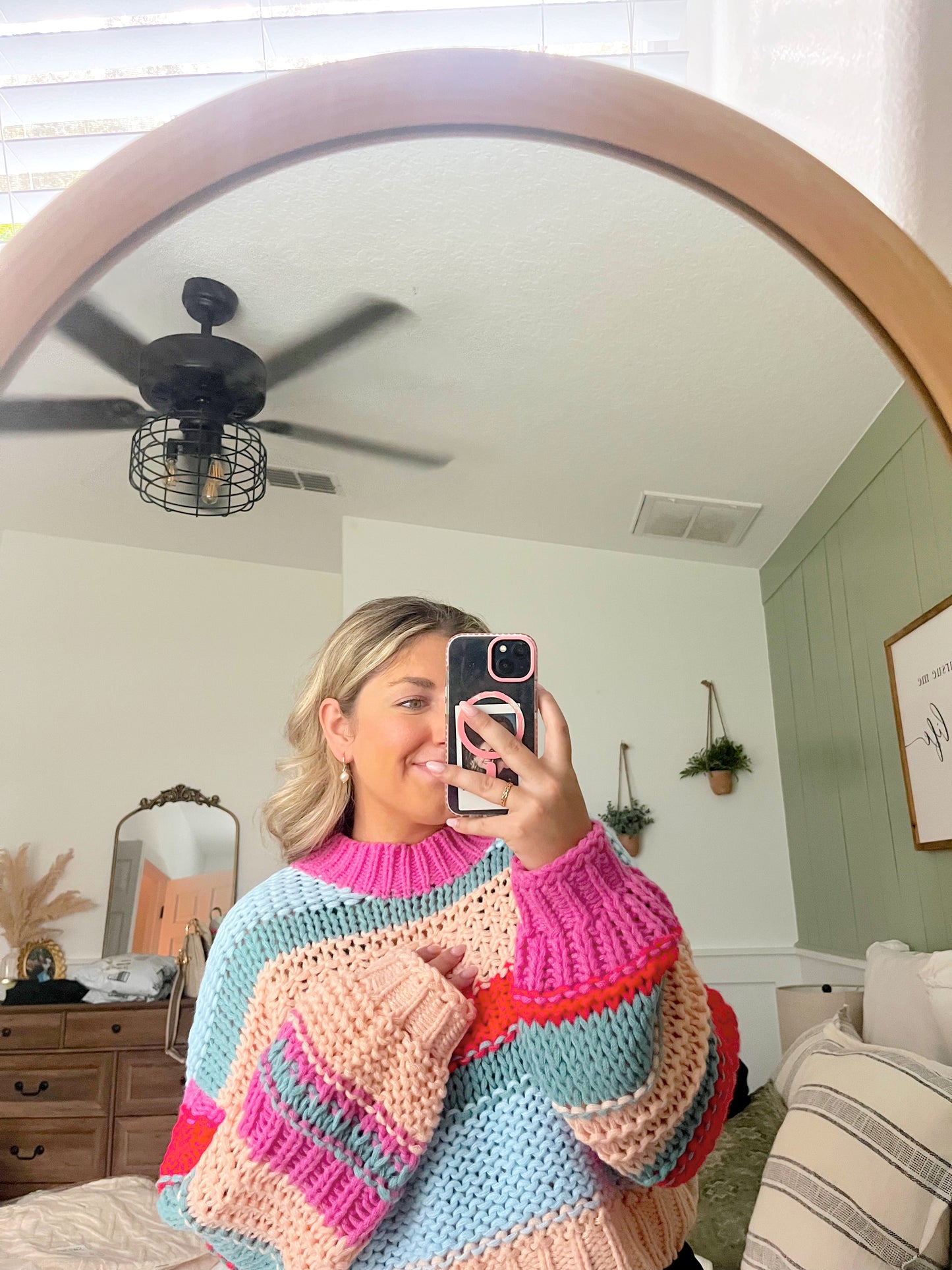 Peach Colorblock Sweater