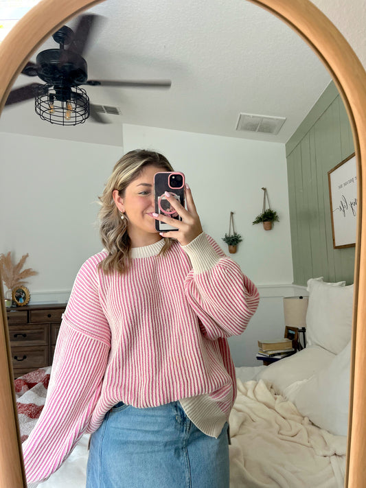 Rosy Pink Striped Sweater