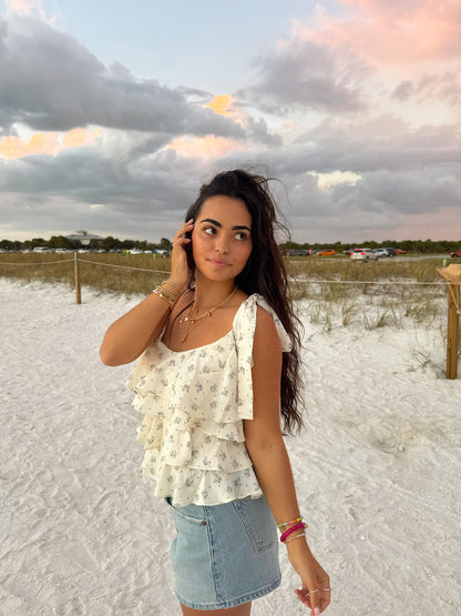 Pearl Ruffle Top
