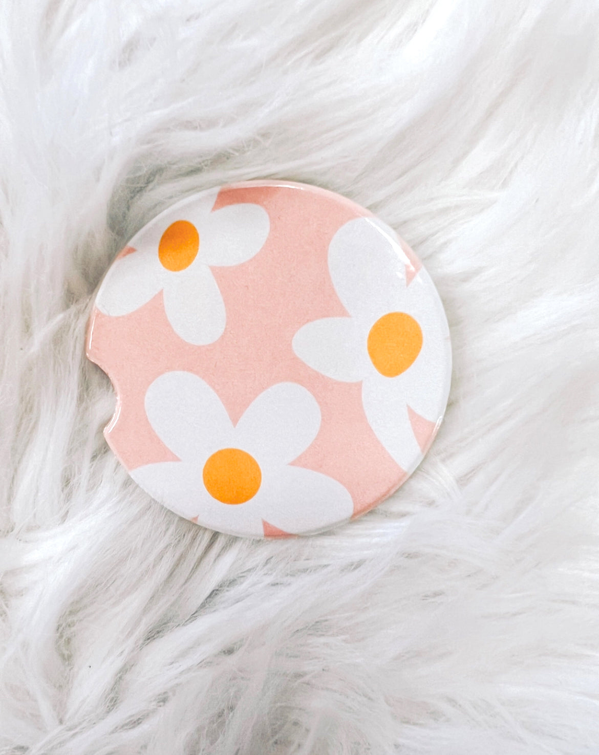 White Flowers Car Coasters