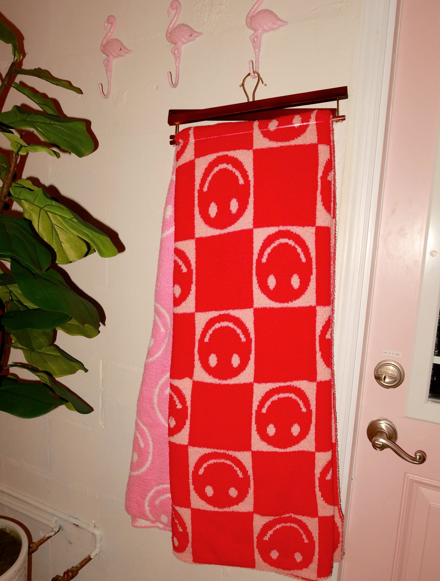 Light Pink Smiley Blanket