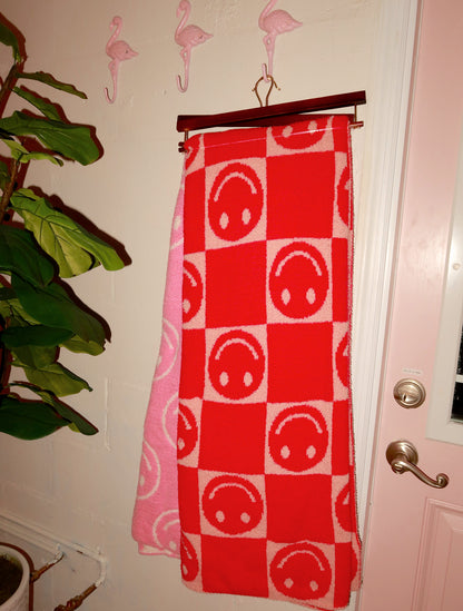 Light Pink Smiley Blanket