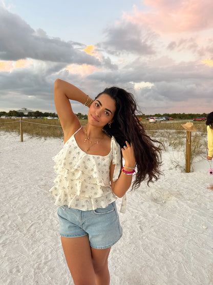 Pearl Ruffle Top