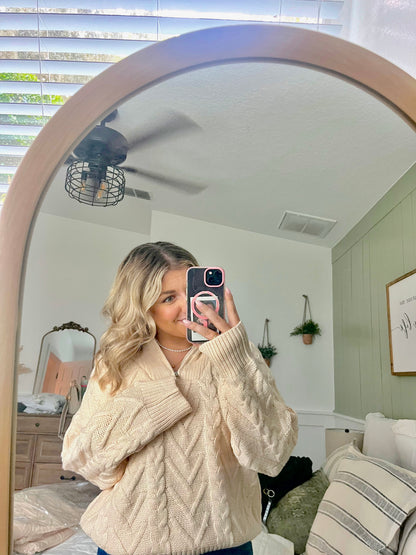 Cream Quarter Zip Sweater